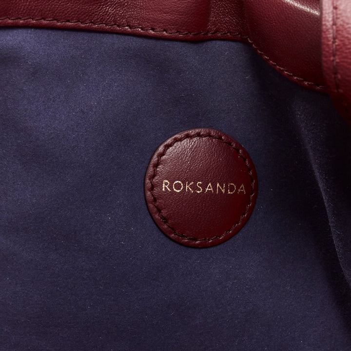 ROKSANDA Eider brown burgundy yellow calfskin leather woven fringe large bag