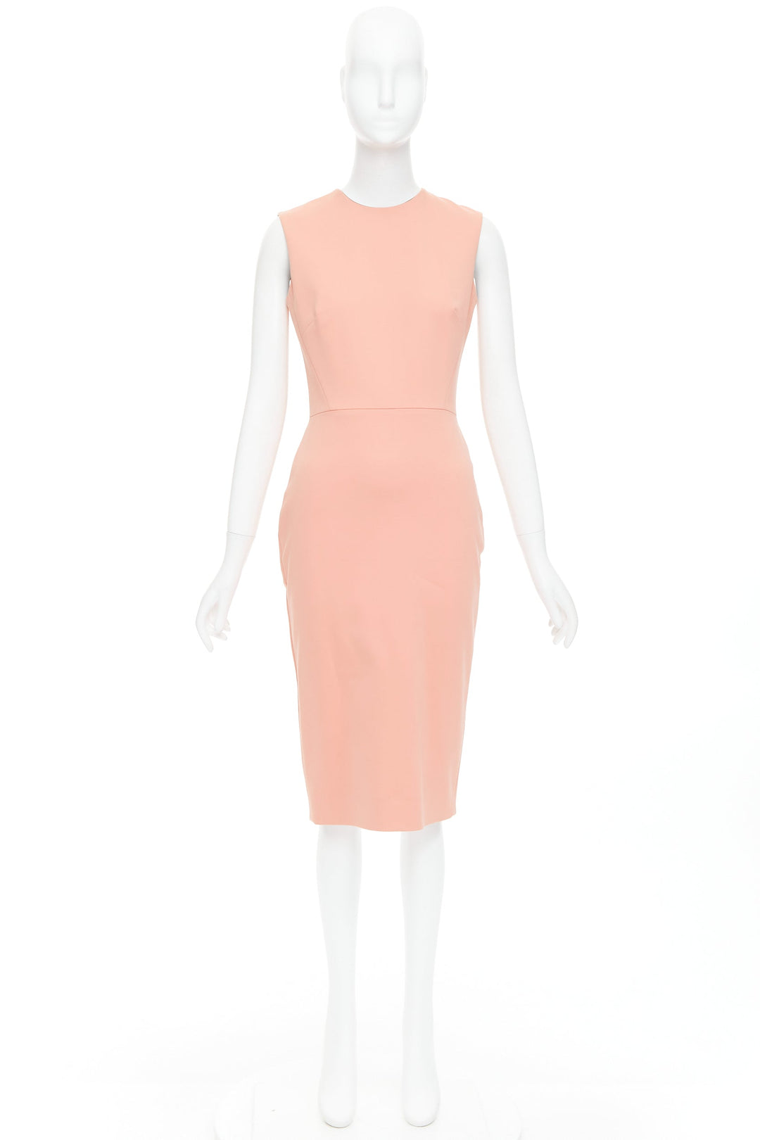 VICTORIA BECKHAM salmon pink cotton blend 2 way zip sheath dress UK10 M