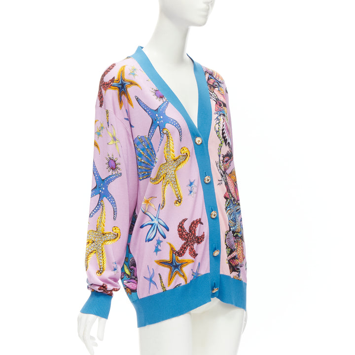 VERSACE 2021 Tresor De La Mer pink starfish knit cardigan top IT40 S