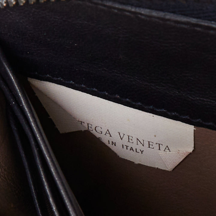 BOTTEGA VENETA midnight blue scaled leather zip around long wallet