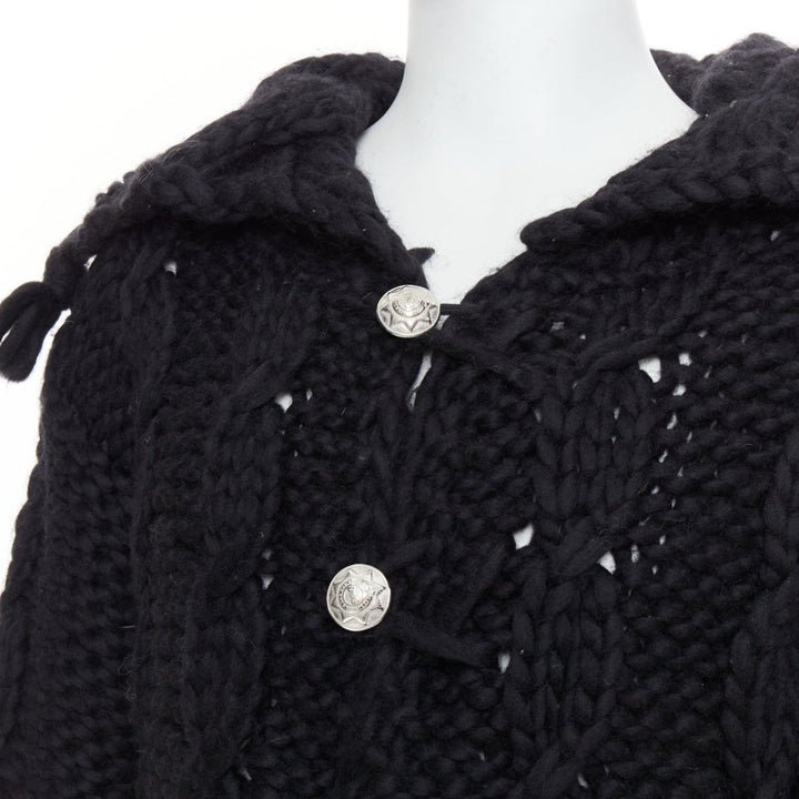 DOLCE GABBANA D&G Vintage black wool chunky cable knit cardigan S