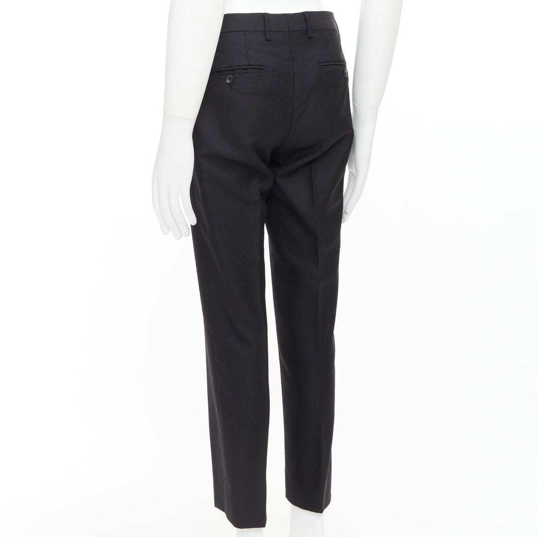 DOLCE GABBANA black wool mohair scaled pattern jacquard cropped trousers IT44 XS