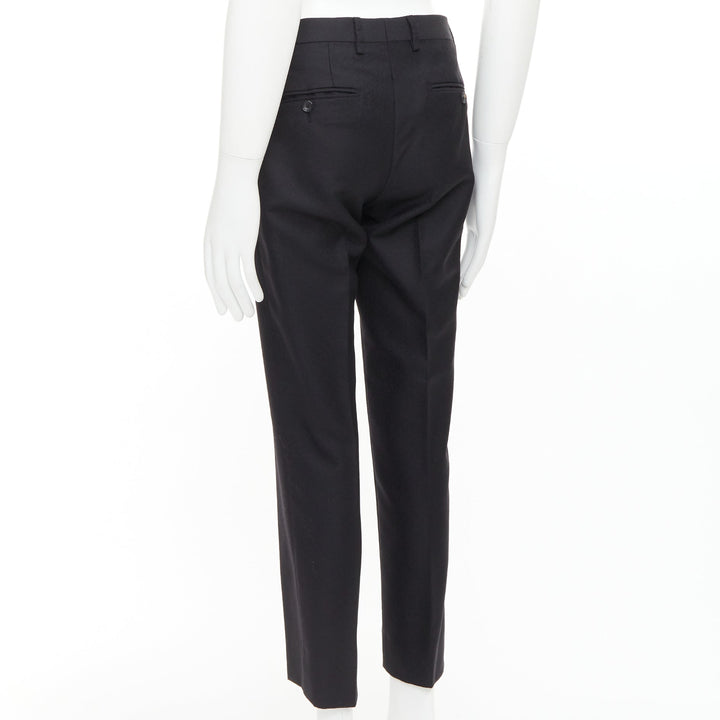 DOLCE GABBANA black wool mohair scaled pattern jacquard cropped trousers IT44 XS