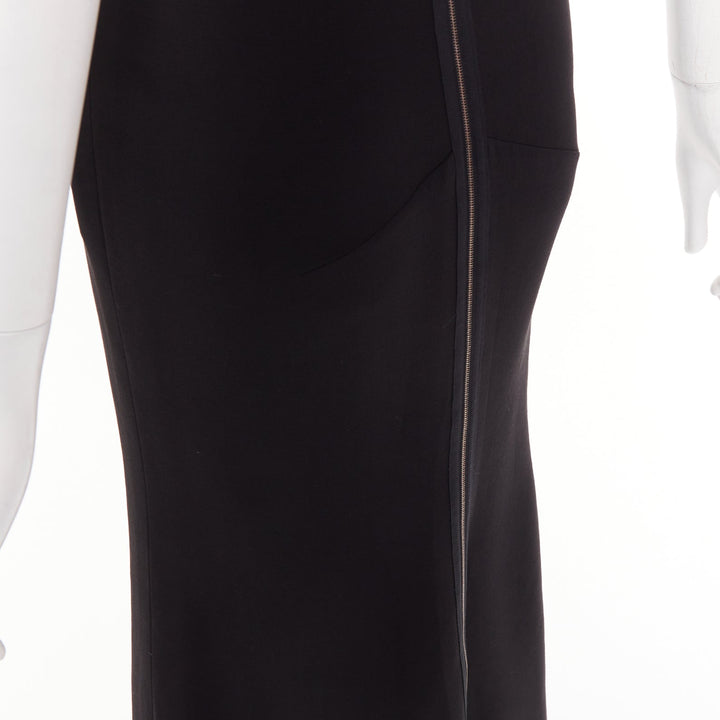 VICTORIA BECKHAM black silk wool crepe layered top gown maxi dress UK8 S