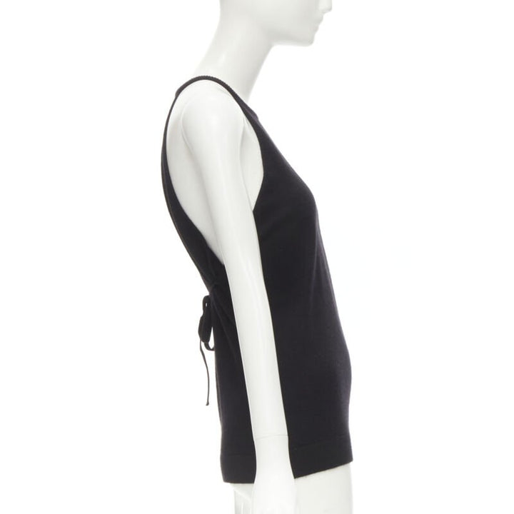 LOEWE Vintage 100% cashmere black knit racer back vest top S