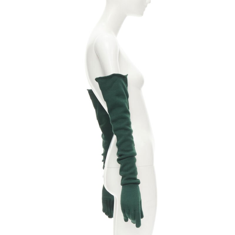 COMME DES GARCONS 1996 Vintage Runway green wool full opera gloves rare