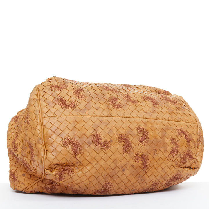 BOTTEGA VENETA 2009 Runway Duette Hobo tan brwn plume Intrecciato woven bag