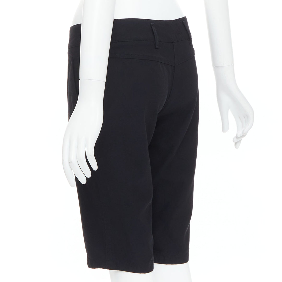 PRADA 2007 Vintage Linea Rossa black logo cropped shorts IT40 S