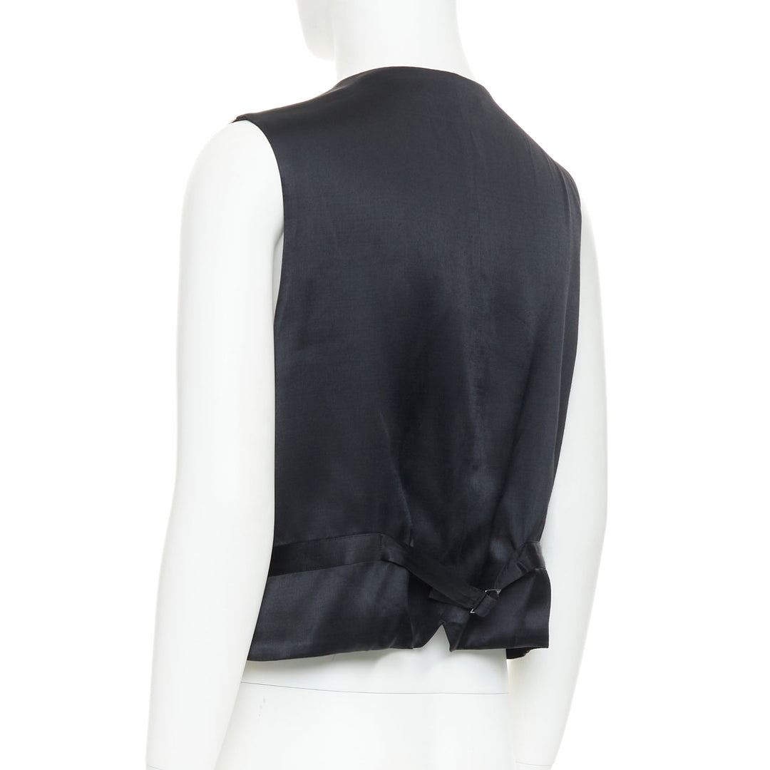 YOHJI YAMAMOTO HOMME beige wool front black silk blend back waist coat