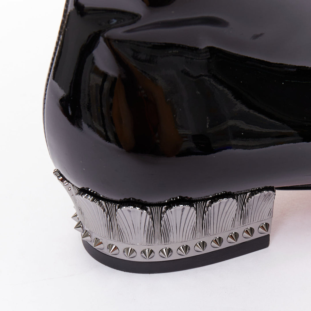 CHRISTIAN LOUBOUTIN Lipsiboot 35 black patent silver Egyptian Column boots EU43