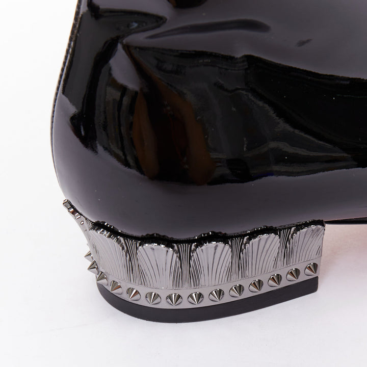 CHRISTIAN LOUBOUTIN Lipsiboot 35 black patent silver Egyptian Column boots EU43
