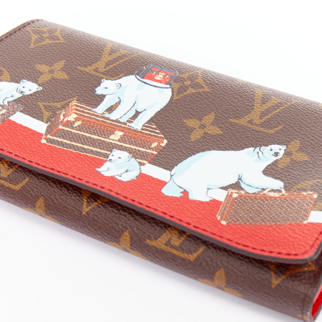 LOUIS VUITTON Victorine Christmas Animation 2017 Bear print long wallet
