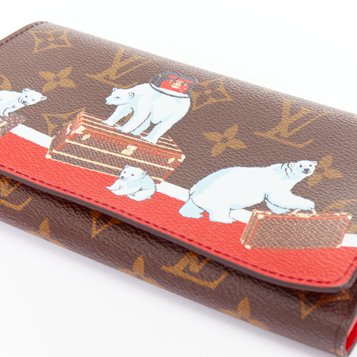LOUIS VUITTON Victorine Christmas Animation 2017 Bear print long wallet