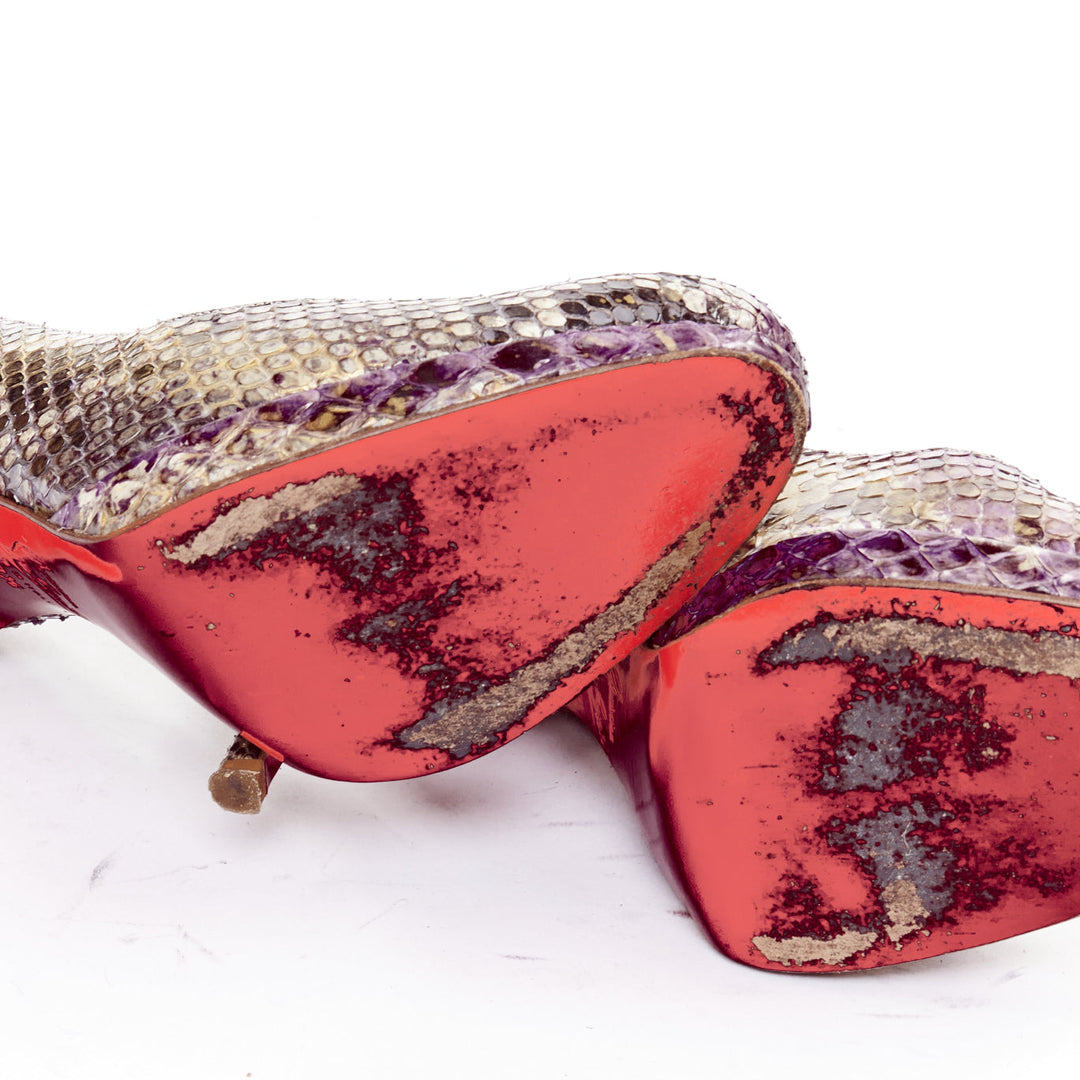 CHRISTIAN LOUBOUTIN New Simple Pump 120 Python purple platform heels EU37.5