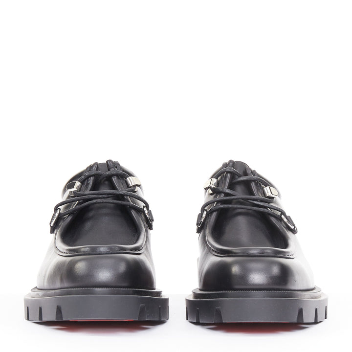 CHRISTIAN LOUBOUTIN Our Pabelito black smooth calf leather lug derby EU43 US10