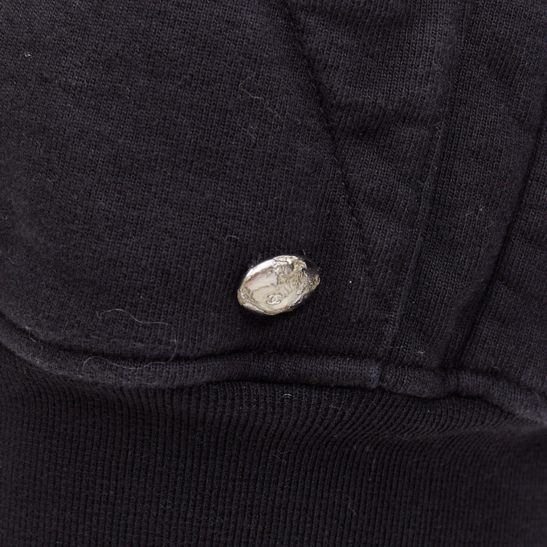 rare CHANEL 2017 Astronaut print sleeve black cotton zip up hoodie FR46 2XL