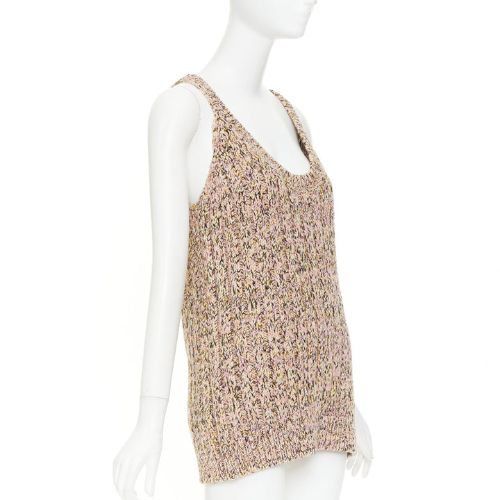 GUCCI 2024 pink marl chunky wool blend knit scoop neck tank tunic S