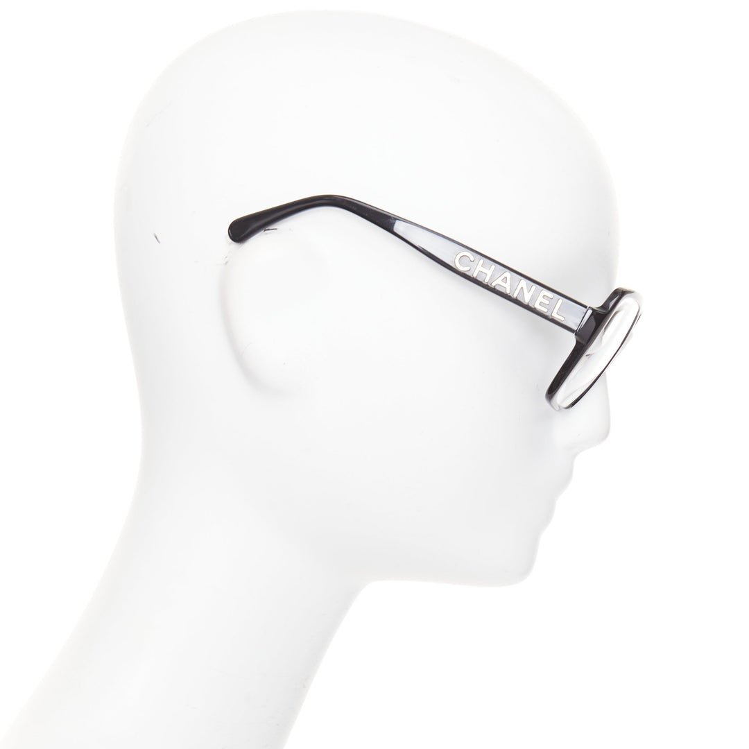 CHANEL 5408-A black acetate gold logo sides oversized square optical glasses