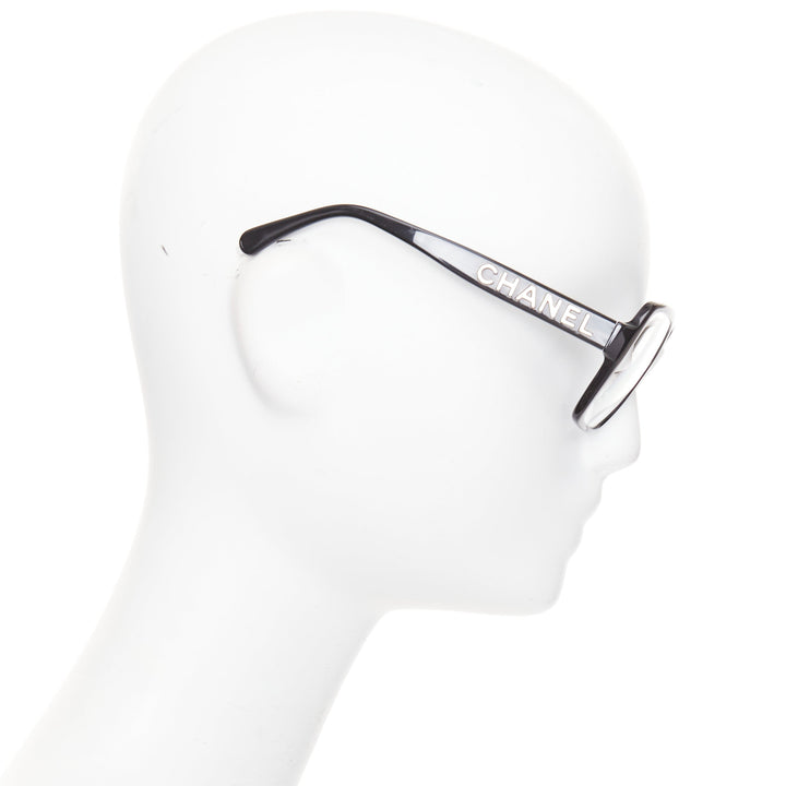 CHANEL 5408-A black acetate gold logo sides oversized square optical glasses