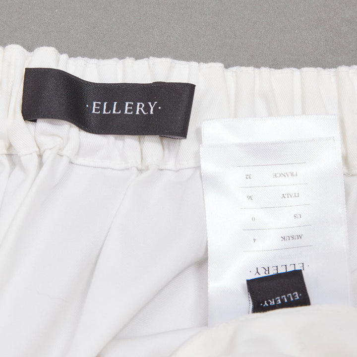 ELLERY Third Degree white cotton ruched asymmetric crop top US4 S