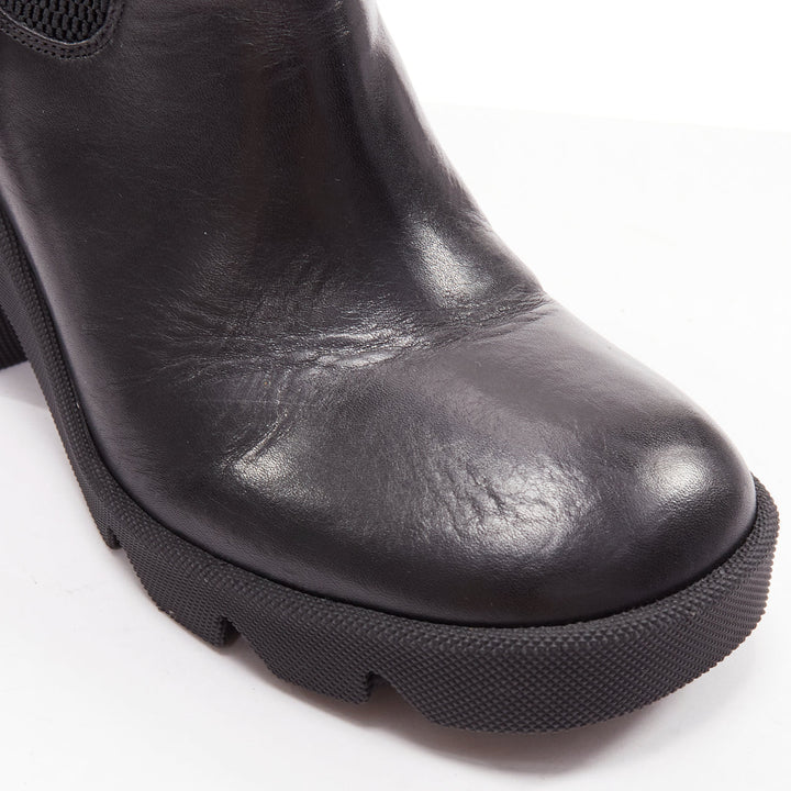 BURBERRY Daniel Lee Stride 85 black leather chunky heel boots EU39