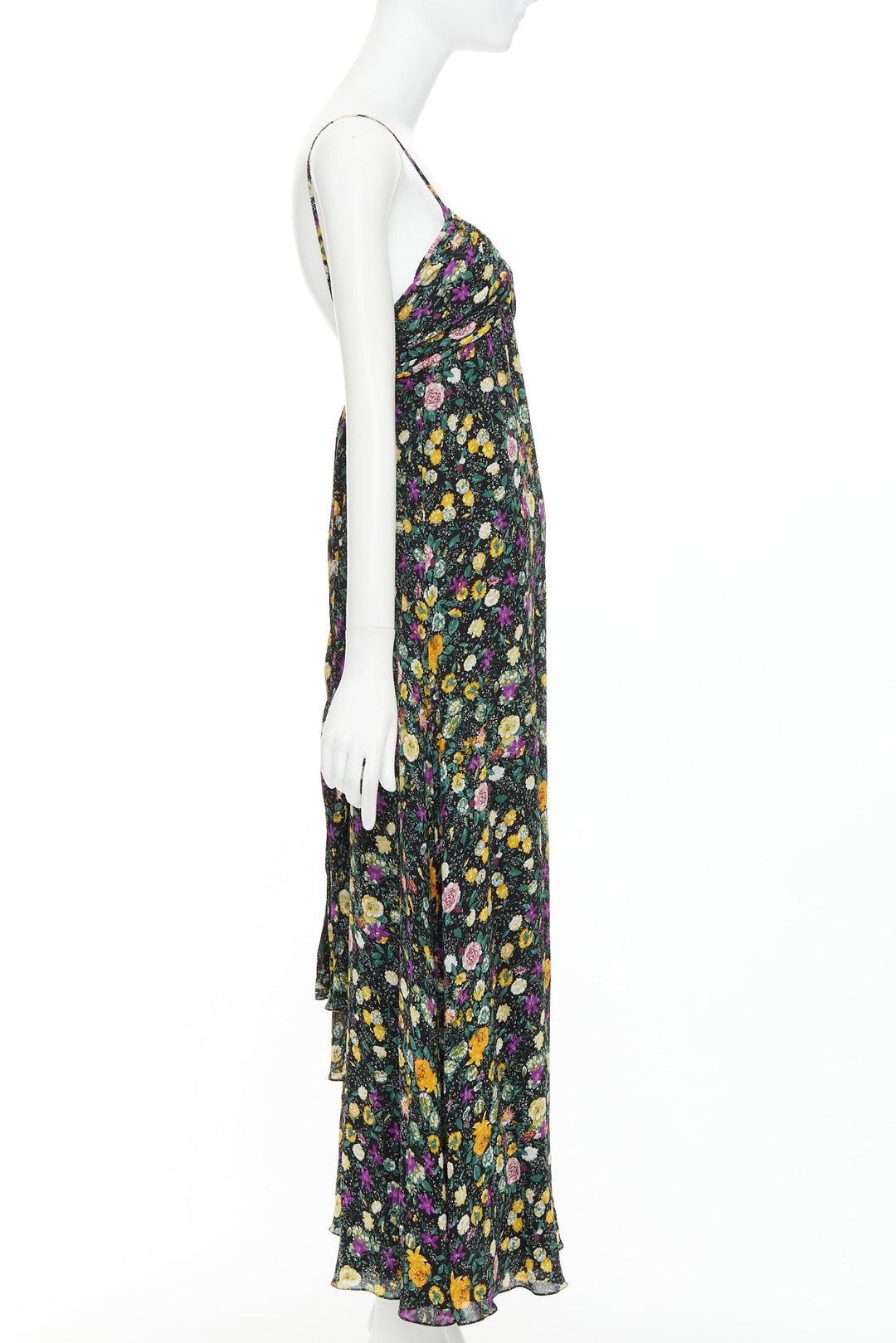 CELINE Hedi Slimane yellow purple floral print viscose dress FR38 M