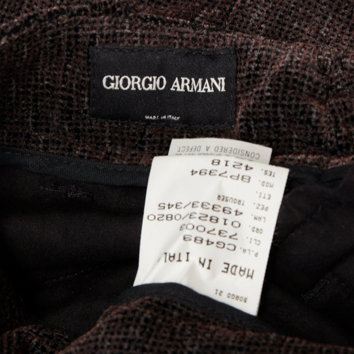 GIORGIO ARMANI dark brown grey velvet textured  wide leg cropped pants IT46 S