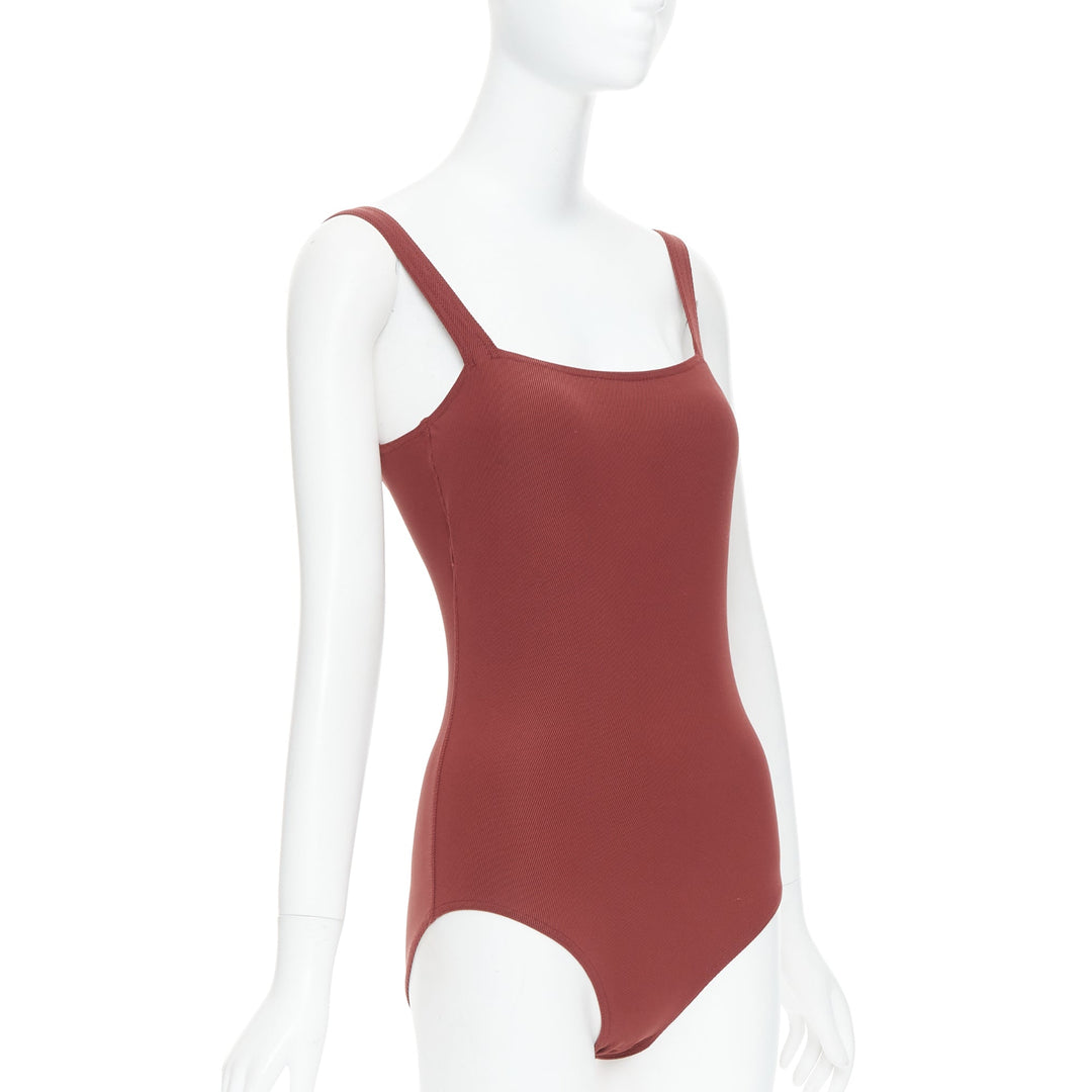 HERMES VINTAGE Martin Margiela dar orange twill jersey one-piece bodysuit FR40 L