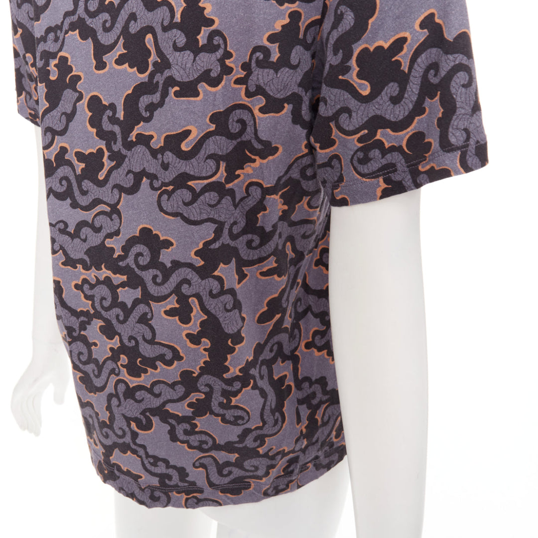 DRIES VAN NOTEN 2013 purple orange oriental cloud print felt applique tshirt S