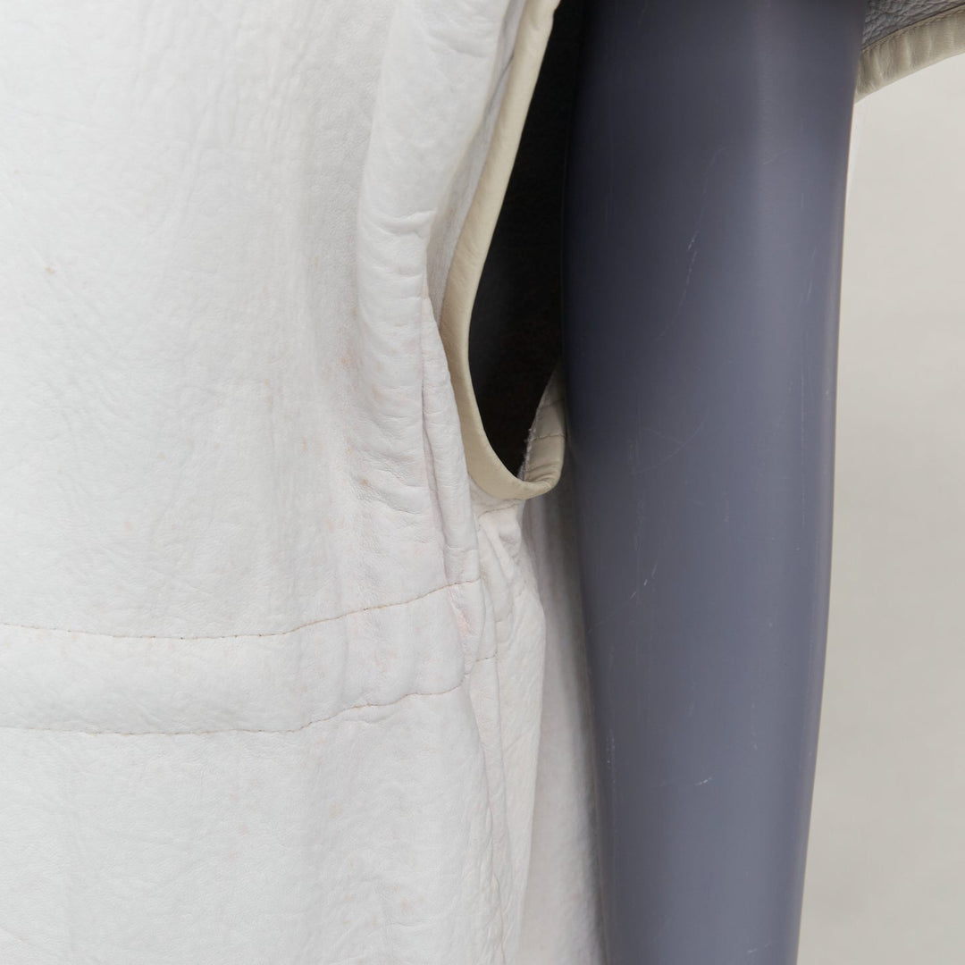 RICK OWENS 2012 Naska off white lambskin contrast trim cape jacket IT40 S