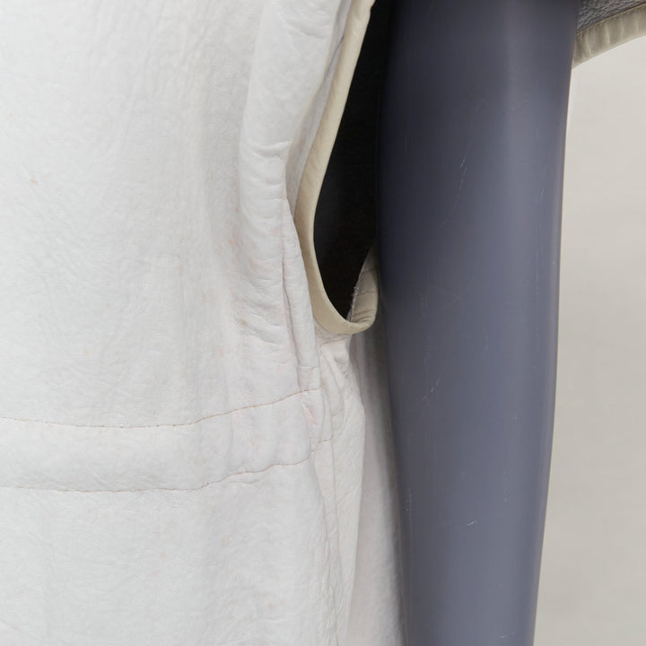 RICK OWENS 2012 Naska off white lambskin contrast trim cape jacket IT40 S