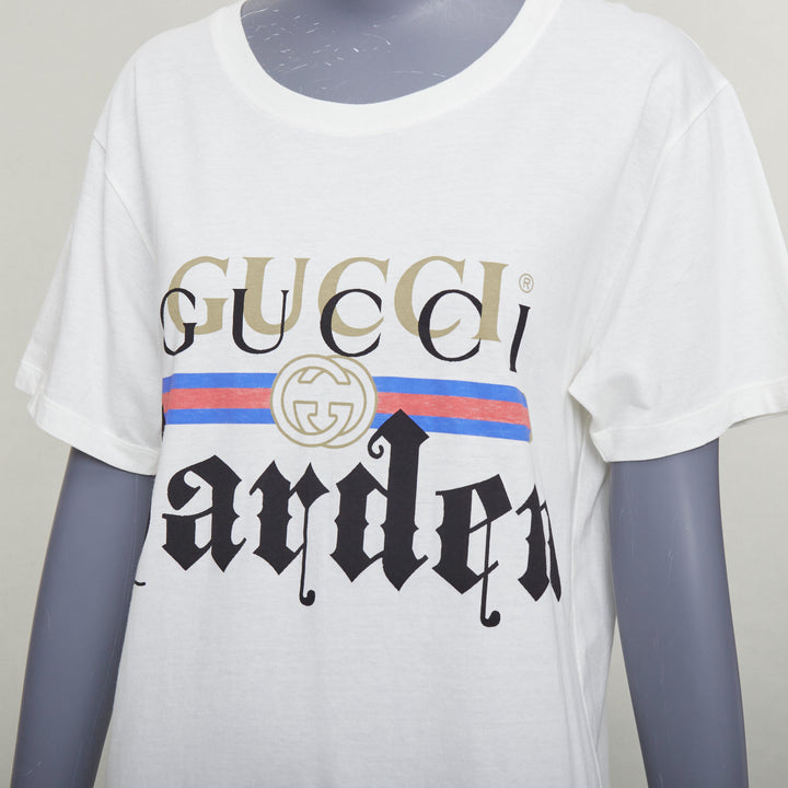GUCCI Garden off white double logo print embroidered back tshirt XS