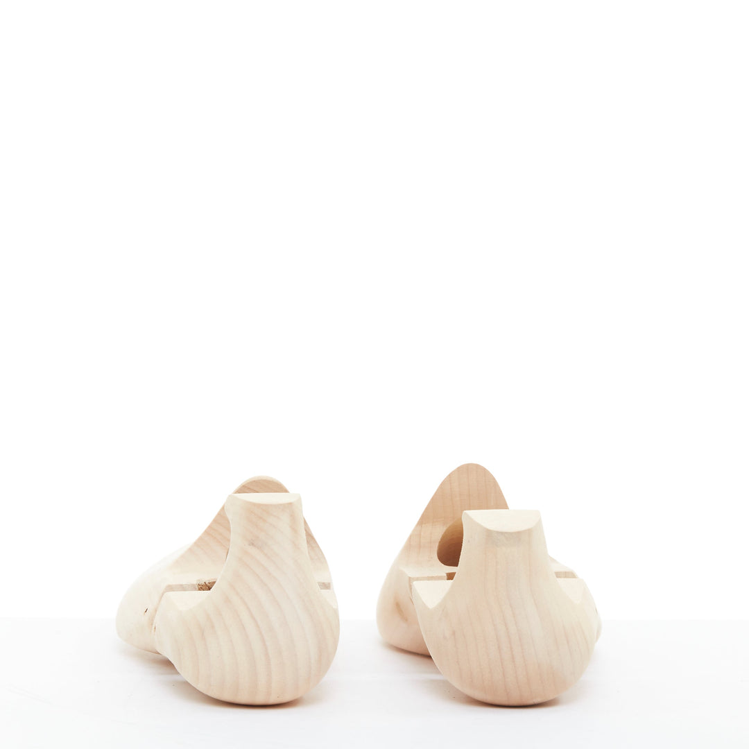 BERLUTI Pair nude wooden carved logo shoe tree shape holder UK8 EU42
