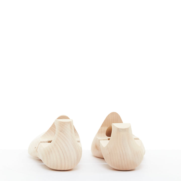 BERLUTI Pair nude wooden carved logo shoe tree shape holder UK8 EU42