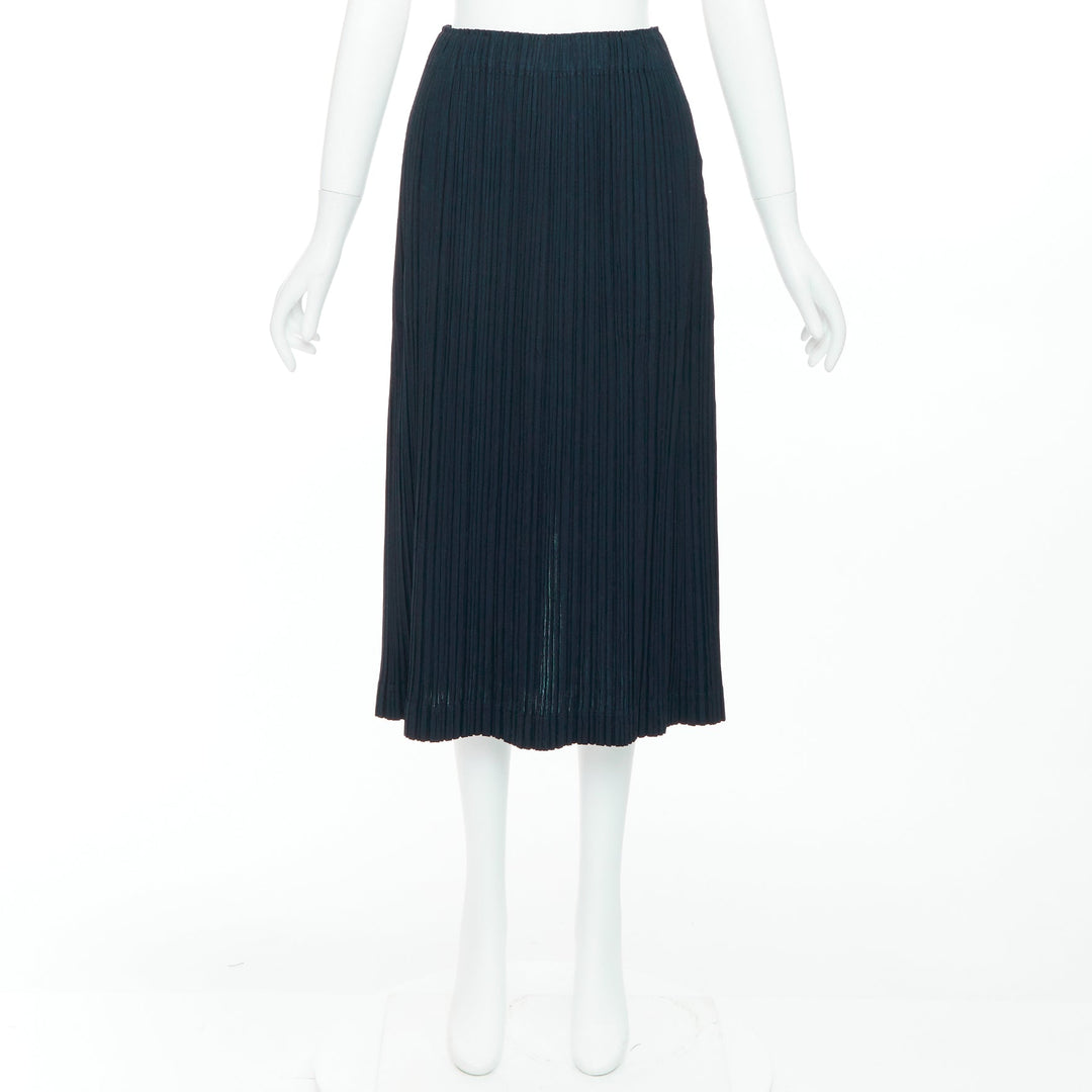 ISSEY MIYAKE Pleats Please wool blend pleated plisse slit back skirt JP3 L