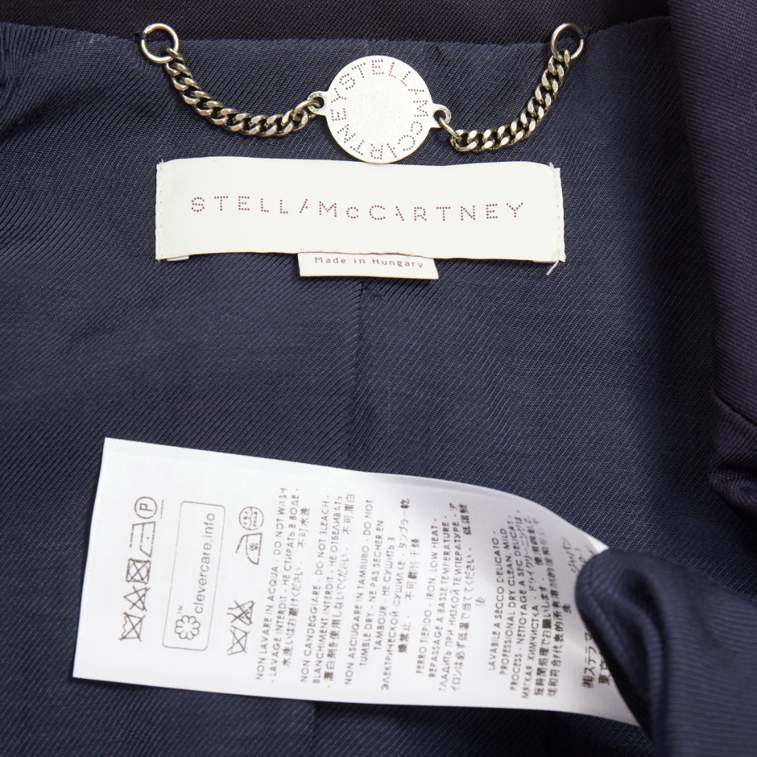 STELLA MCCARTNEY navy wool flap pocket single breasted blazer IT34 XXS