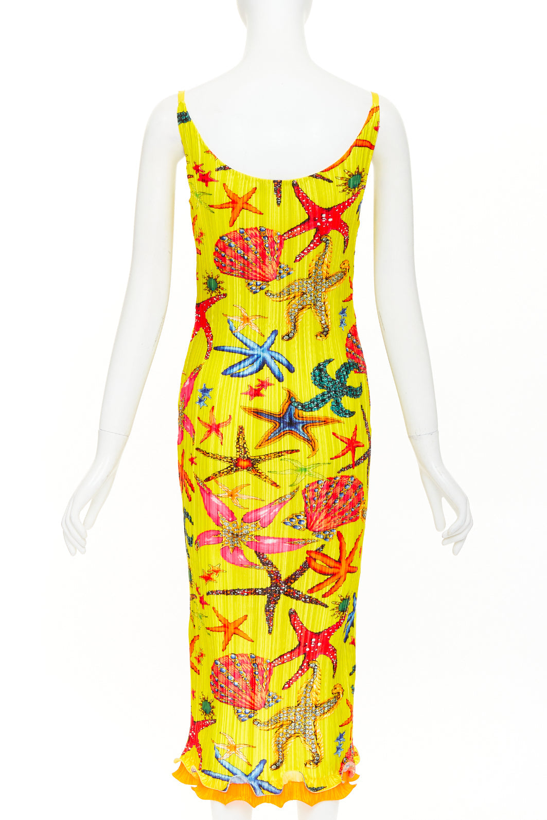 VERSACE 2021 Runway Tresor de la Mer starfish print plisse dress M