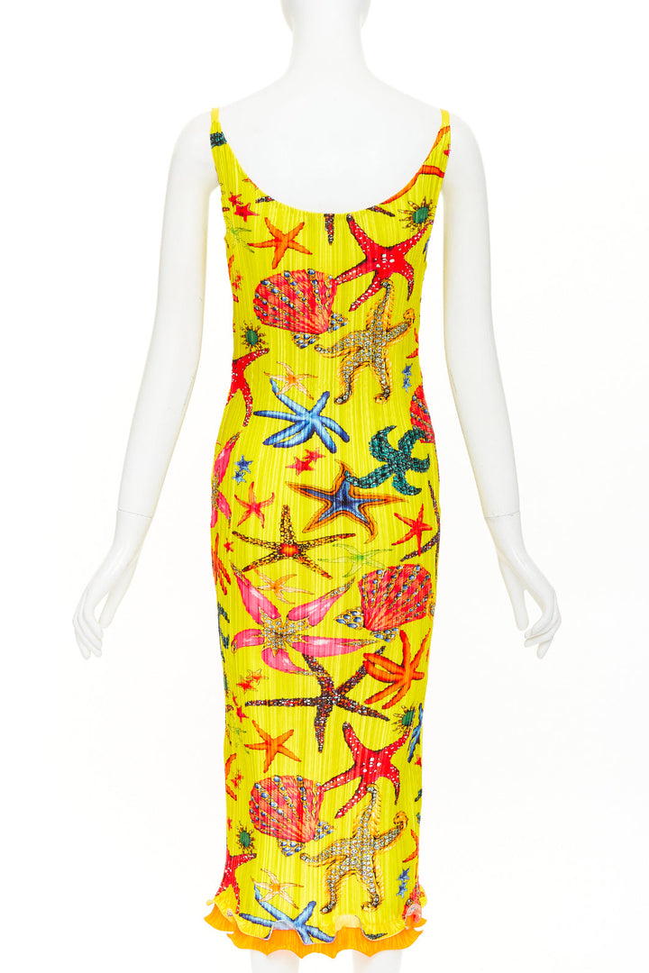 VERSACE 2021 Runway Tresor de la Mer starfish print plisse dress M