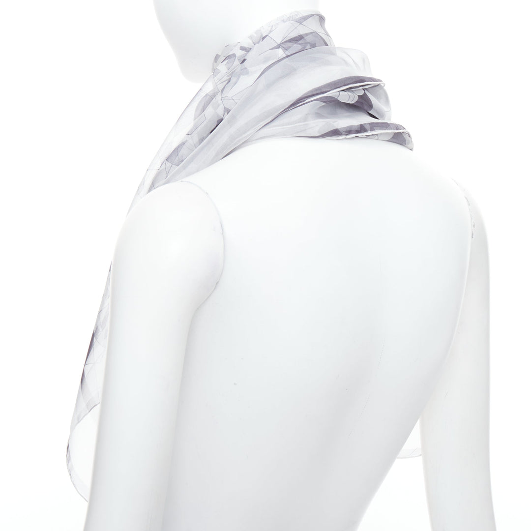 CARTIER 100% silk grey sheer diamond cuts print square scarf