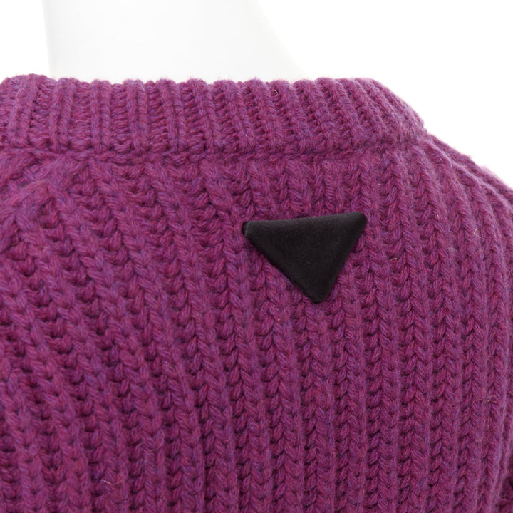 PRADA 2021 Runway purple Shetland wool built in bra corset bust sweater IT38 XS