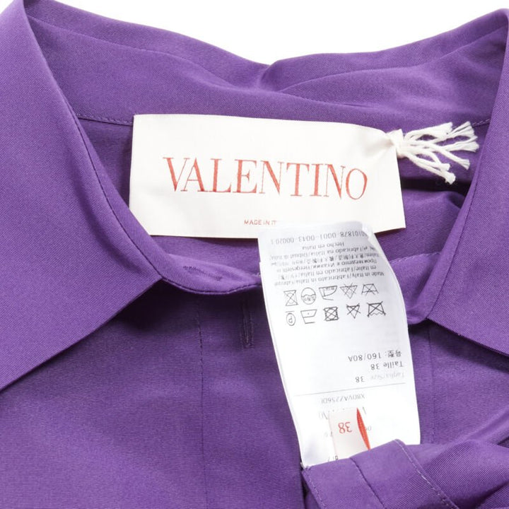 VALENTINO 2022 Runway purple silk taffeta 3D cut oversized tunic shirt IT38 XS