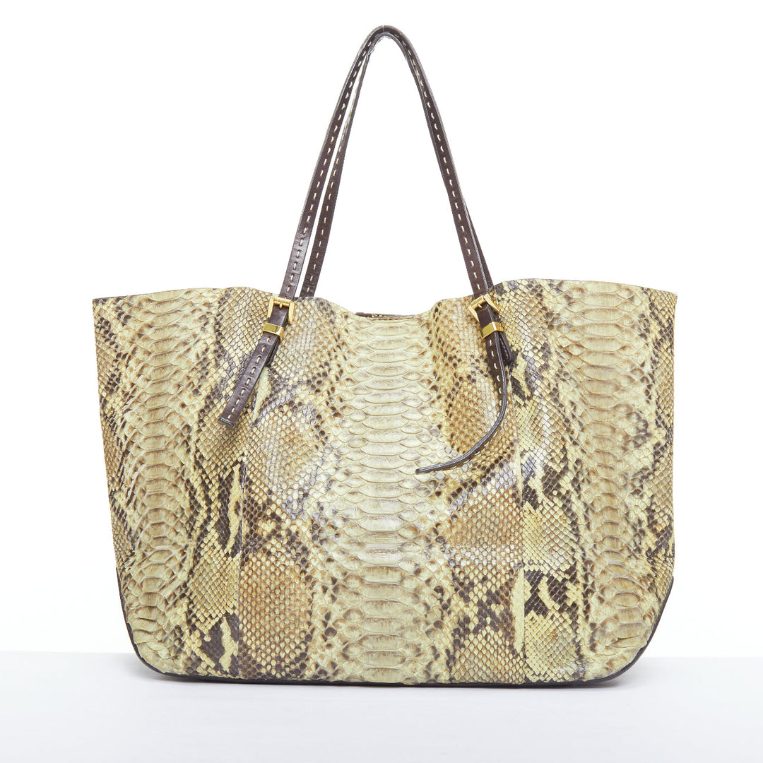 MICHAEL KORS COLLECTION Gia beige natural scaled leather tote bag