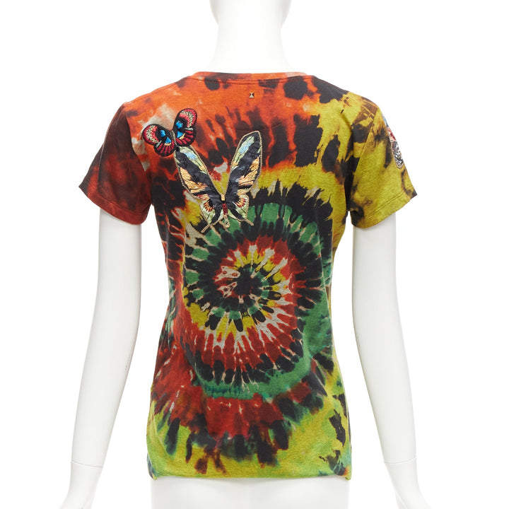 VALENTINO 2017 rainbow tie dye butterfly embroidery tshirt XS