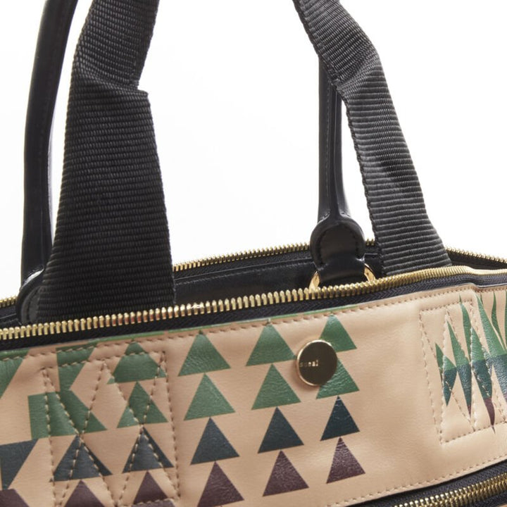 rare SACAI PENDLETON aztec ethnic print brown leather foldover tote bag