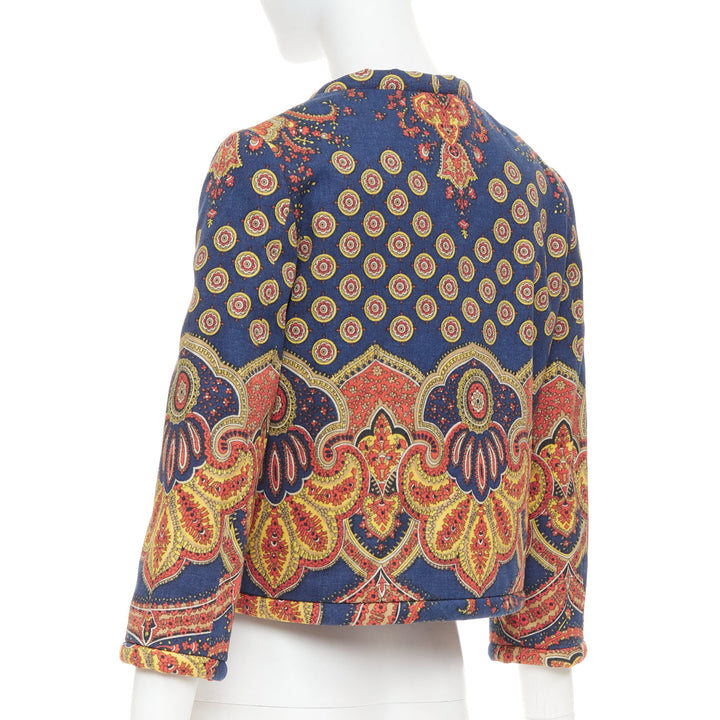 VALENTINO 2024 Paisley Medaglioni orange cotton gabardine cropped jacket IT40 S