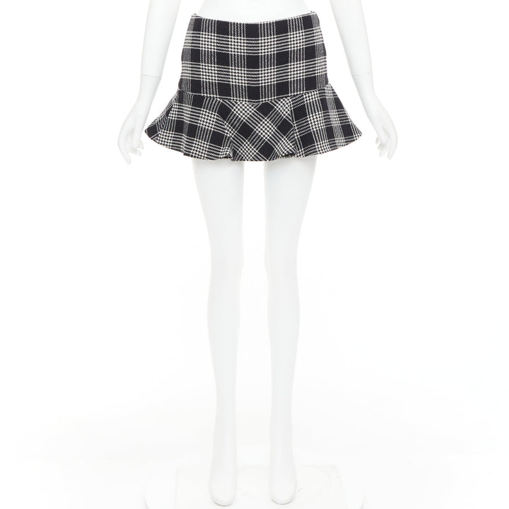 RED VALENTINO black grey houndstooth check print frill mini skort IT38 XS