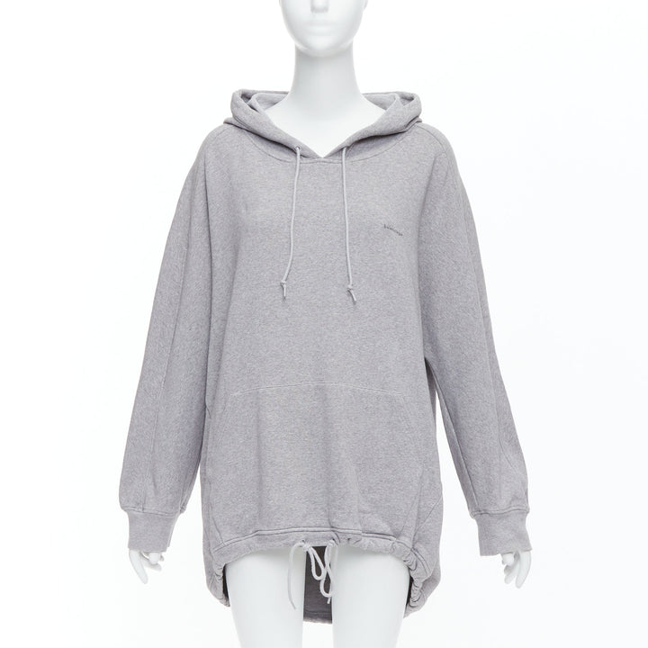 BALENCIAGA Demna 2017 grey cotton logo oversized  cocoon hoodie XS