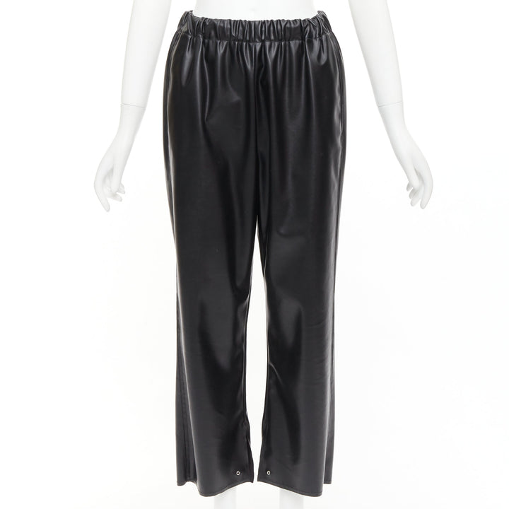 MAISON MARGIELA MM6 black faux leather grommet cropped pants IT38 XS