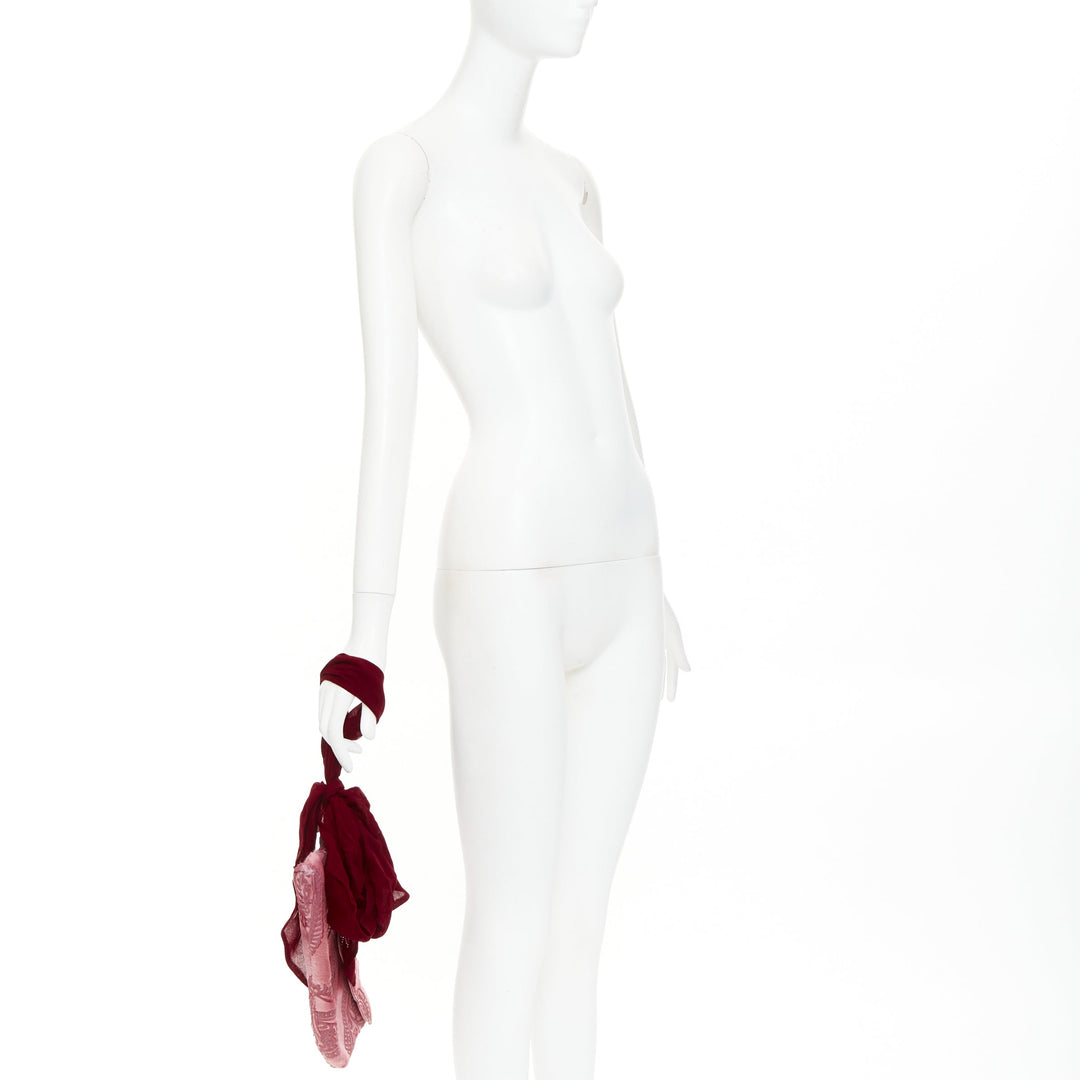 MATTHEW WILLIAMSON pink laser cut calf hair crystal silk wristlet clutch bag