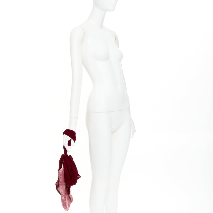 MATTHEW WILLIAMSON pink laser cut calf hair crystal silk wristlet clutch bag